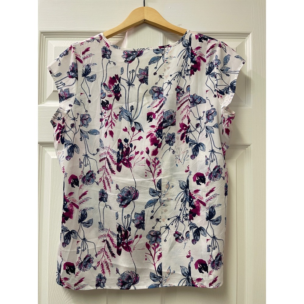 Ivanka Trump Floral Blouse Medium Sleeveless V-Neck Lightweight Top - Picture 11 of 16